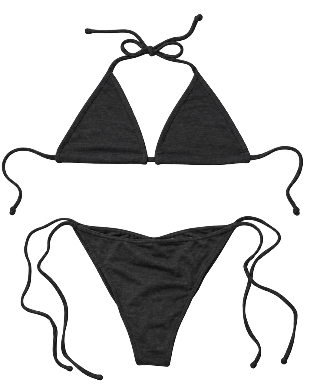 Merino wool bikini set with triangle top and high cut tie bottoms