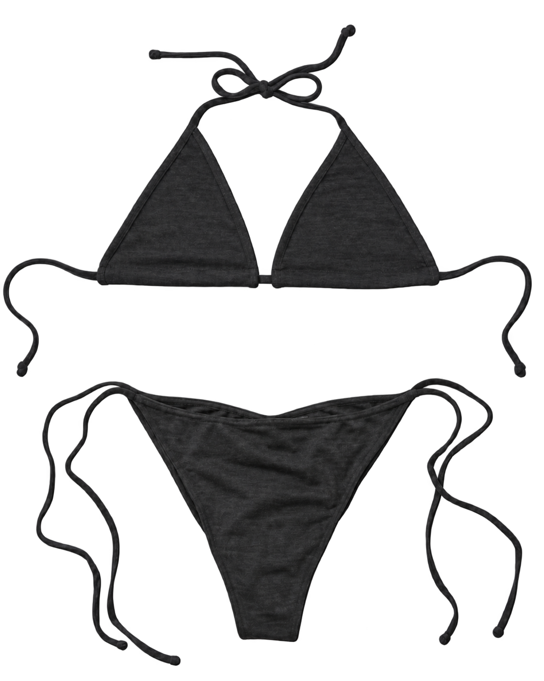 Merino wool bikini set with triangle top and high cut tie bottoms
