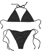 Merino wool bikini set with triangle top and high cut tie bottoms