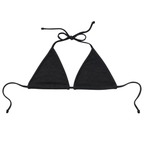 Black merino wool triangle bikini top with halter neck tie and back tie